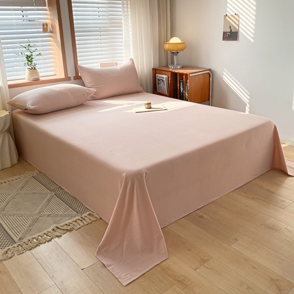 耀悦家纺 2025新款A类人字纹提花水洗棉单品系列-单床单 人字纹-樱花粉