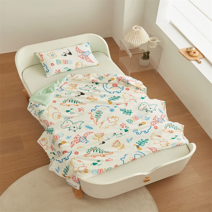 91家纺网 家纺一手货源 找家纺 艾佳宝贝 2025A类儿童全棉多功能单被套可拆式夏被四季被子 好多恐龙