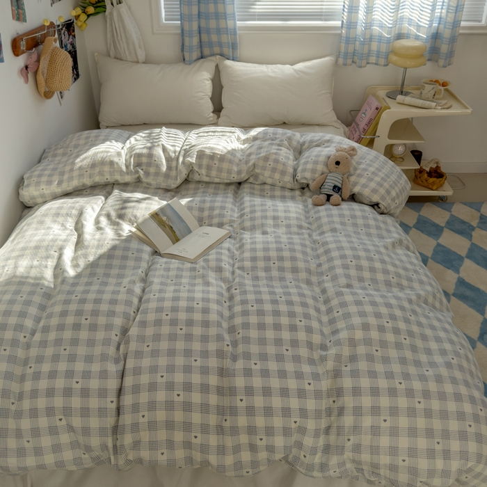 91家纺网 家纺一手货源 找家纺 塔塔家居  2025新款全棉纯棉双层纱被套单品单被套被套单件 小爱心