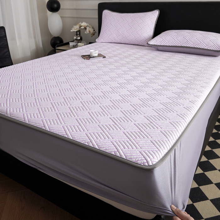 91家纺网 家纺一手货源 找家纺 2025新款韩国外贸爆款加厚PE中分子凉感豆豆软席 时空紫-床笠款