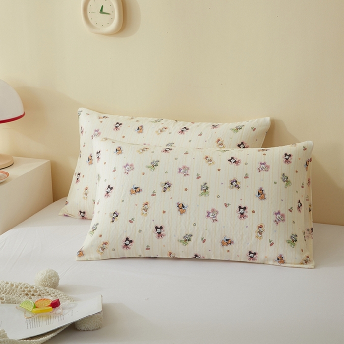 91家纺网 家纺一手货源 找家纺 2025款A类母婴级全棉双层纱枕套_4032 美好心情