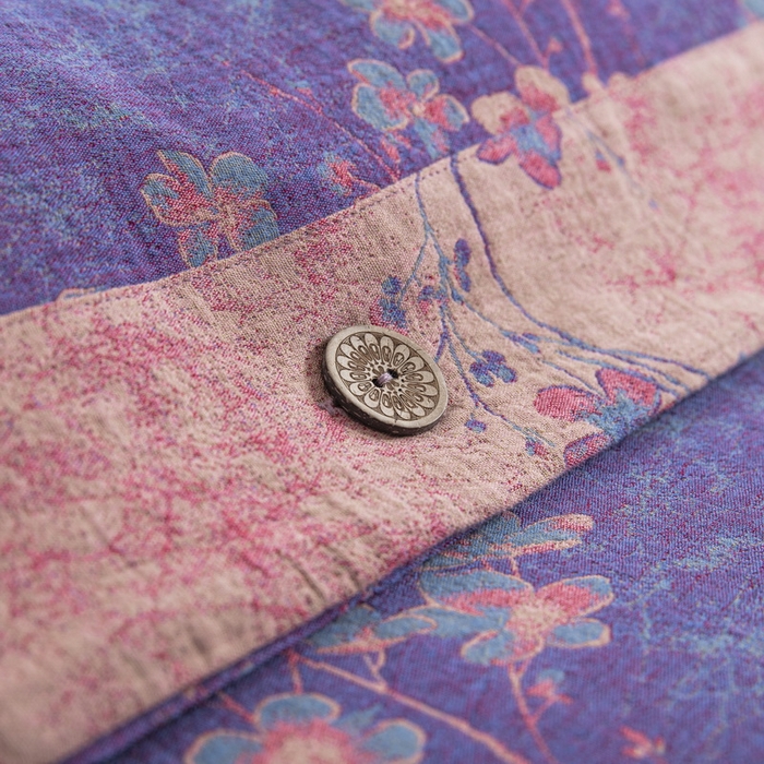 91家纺网 家纺一手货源 找家纺 2025新款全棉色织双层纱纽扣款四件套 织梦-紫罗兰