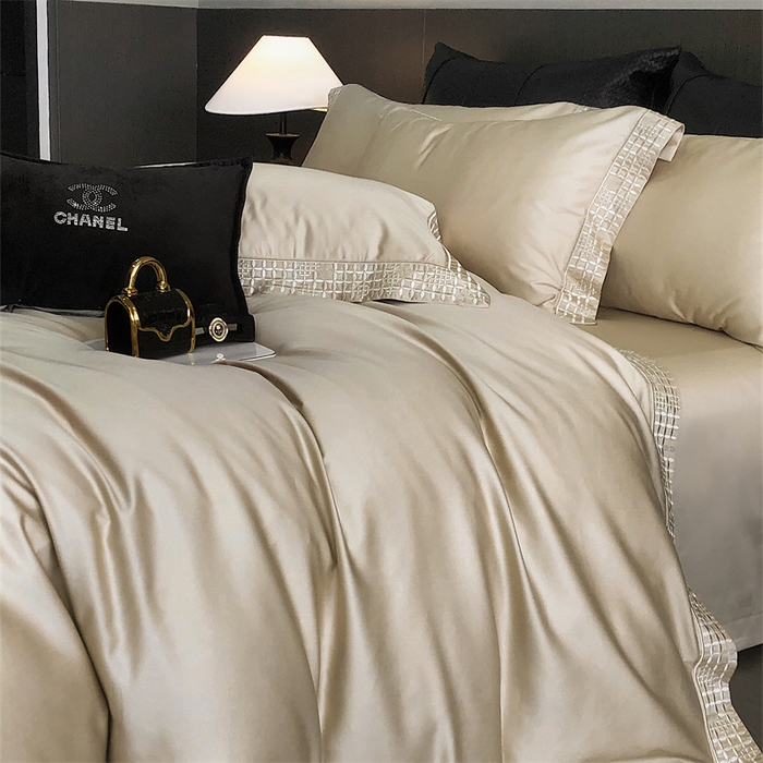 91家纺网 家纺一手货源 找家纺 保罗圣迪奥 2025新款简约款全棉长绒棉四件套—星阑 星阑-香槟金