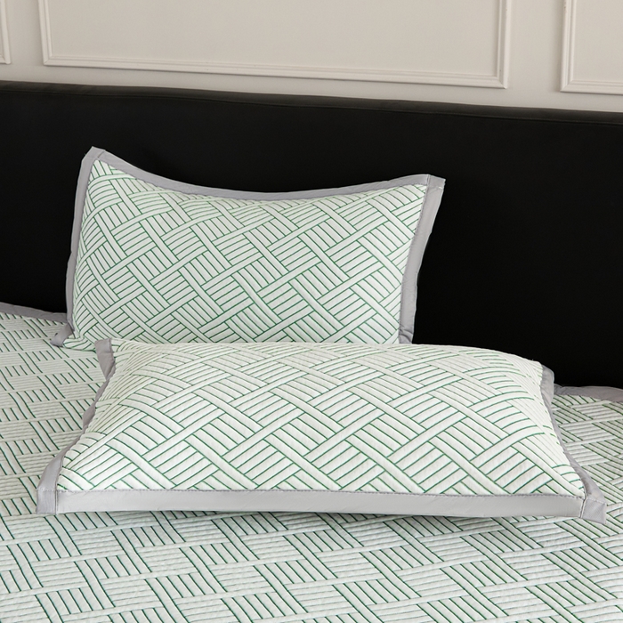 91家纺网 家纺一手货源 找家纺 2025新款韩国外贸爆款加厚PE中分子凉感豆豆软席 时空绿-床席款