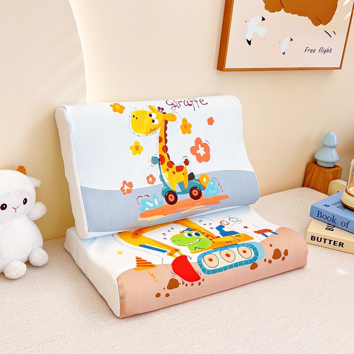 91家纺网 家纺一手货源 找家纺 梵赫 2025新款全棉A类儿童针织棉记忆枕（可拆卸） 快乐长颈鹿 单枕套