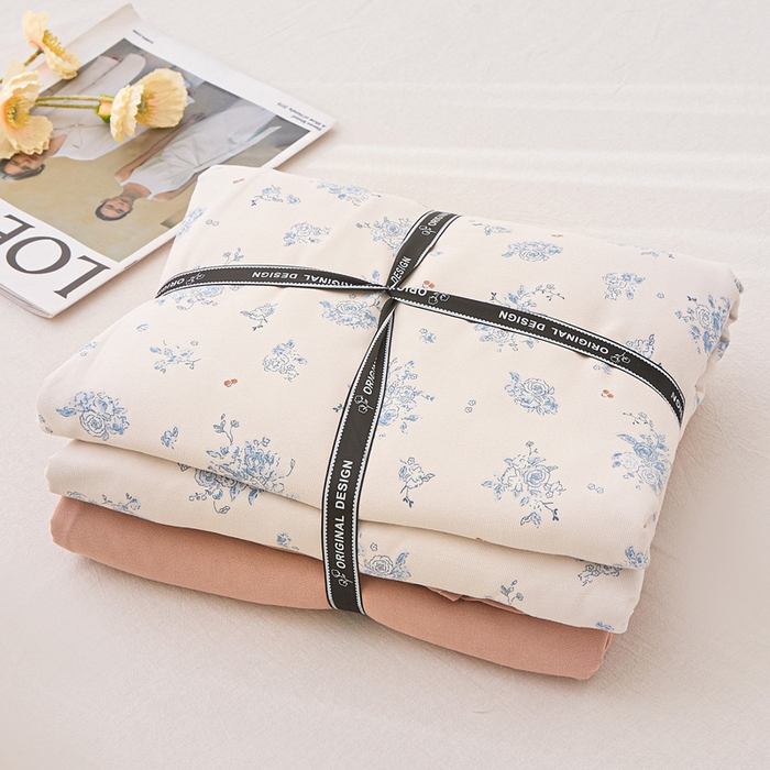 91家纺网 家纺一手货源 找家纺 蕾诺家纺 2025新款直播新款A类有氧提花云纱棉圆角吊边工艺四件套学生三件套 兰亭