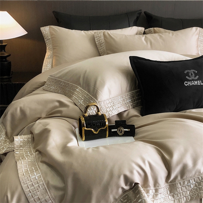 91家纺网 家纺一手货源 找家纺 保罗圣迪奥 2025新款简约款全棉长绒棉四件套—星阑 星阑-香槟金