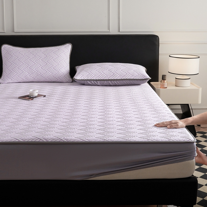 91家纺网 家纺一手货源 找家纺 2025新款韩国外贸爆款加厚PE中分子凉感豆豆软席 时空紫-床笠款