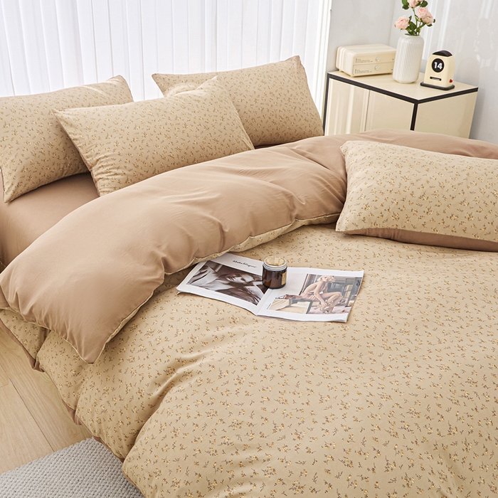 91家纺网 家纺一手货源 找家纺 蕾诺家纺 2025新款直播新款A类有氧提花云纱棉圆角吊边工艺四件套学生三件套 简爱