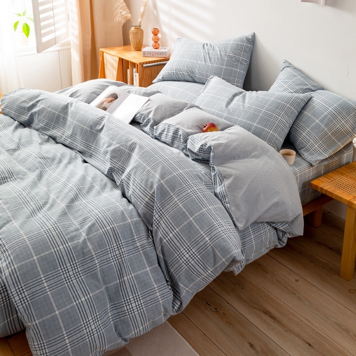 91家纺网 家纺一手货源 找家纺 2025新款A类色织水洗棉单被套 柏林兰