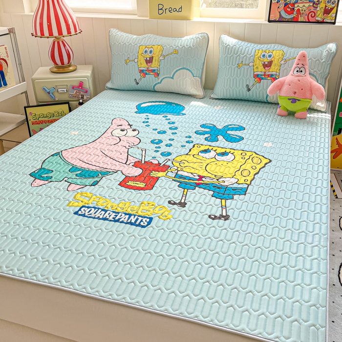 91家纺网 家纺一手货源 找家纺 （总）金爱家 2025新款海绵宝宝乳胶凉席床席款凉席席子