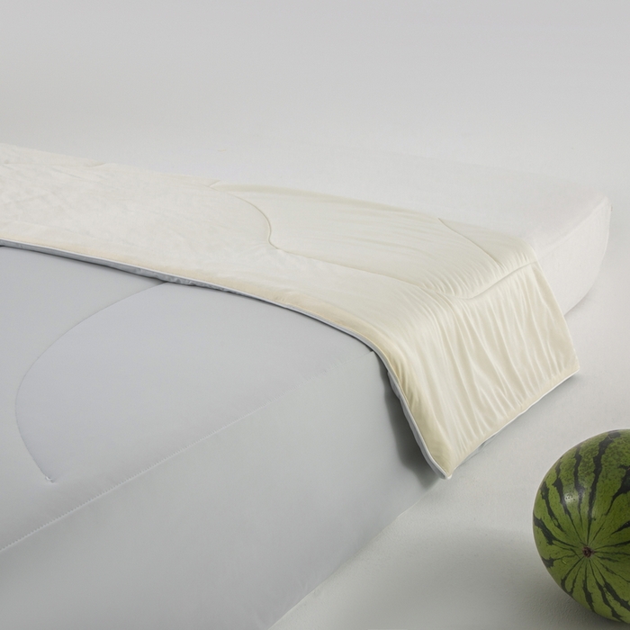 91家纺网 家纺一手货源 找家纺 锦禾穗 2025新款高克重双面锦氨凉感冰菓裸感被 高级灰