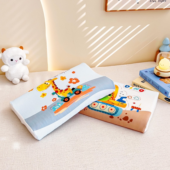 91家纺网 家纺一手货源 找家纺 梵赫 2025新款全棉A类儿童针织棉记忆枕（可拆卸） 快乐长颈鹿 单枕套