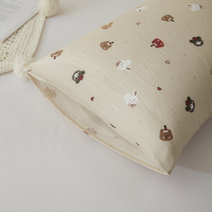 91家纺网 家纺一手货源 找家纺 2025款A类母婴级全棉双层纱枕套_4032 丛林动物