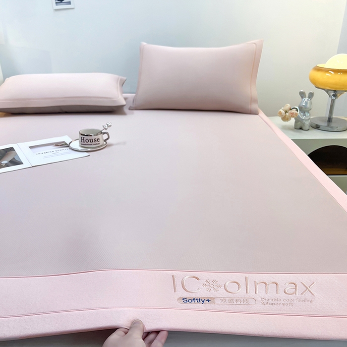 91家纺网 家纺一手货源 找家纺 全季家居 2025新款5A抗菌ICE系列凉感冰丝席 淡粉 床席款