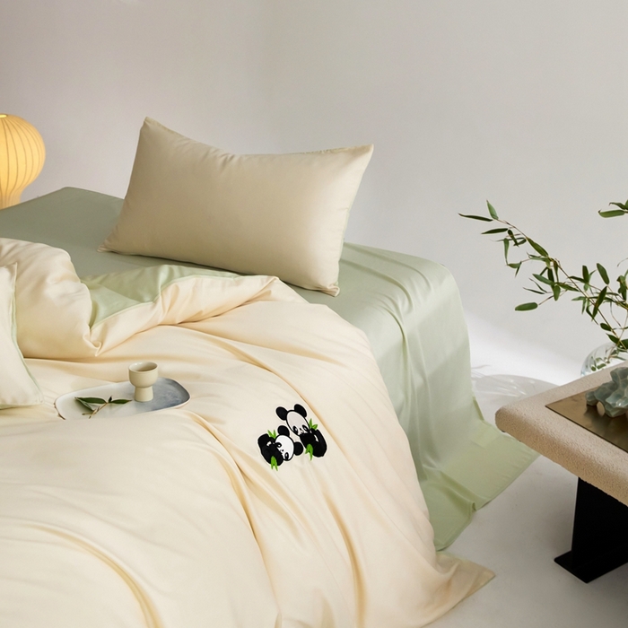 91家纺网 家纺一手货源 找家纺 金奇达家纺 2025新款竹玉清丝四件套-墨隐竹笙【标准号全网控价（折后券后）不低于228元】 墨隐竹笙-白