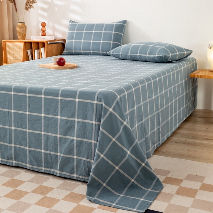 91家纺网 家纺一手货源 找家纺 2025新款A类色织水洗棉单被套 柏拉图兰