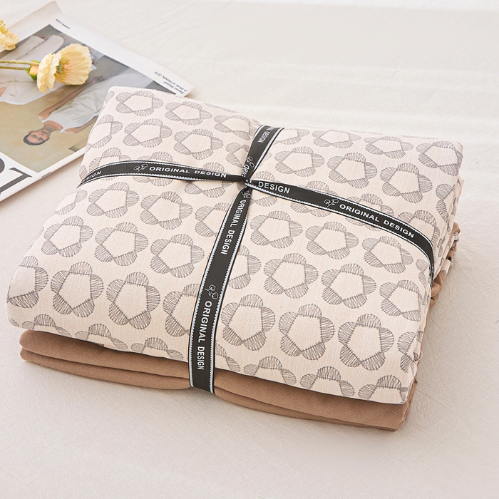 91家纺网 家纺一手货源 找家纺 （总）蕾诺家纺 2025新款直播新款A类有氧提花云纱棉圆角吊边工艺四件套学生三件套