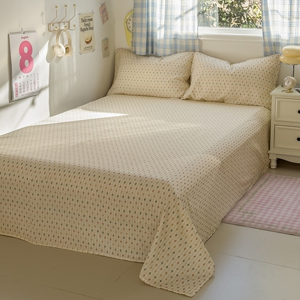 91家纺网 家纺一手货源 找家纺 塔塔家居  2025新款全棉纯棉双层纱床单床笠单品 简约格