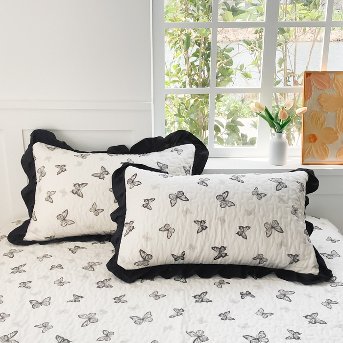 91家纺网 家纺一手货源 找家纺 佳品居 2025新款赫本风床盖四件套 赫本-蝴蝶印记