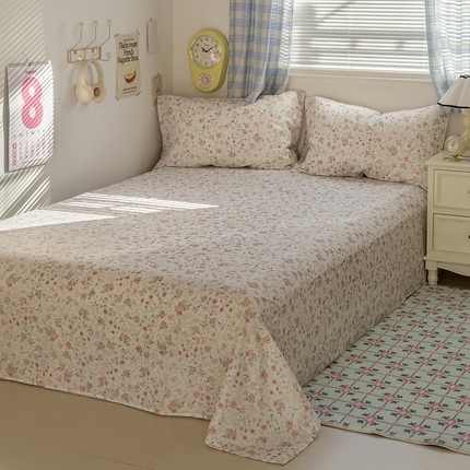 91家纺网 家纺一手货源 找家纺 塔塔家居  2025新款全棉纯棉双层纱床单床笠单品 花序