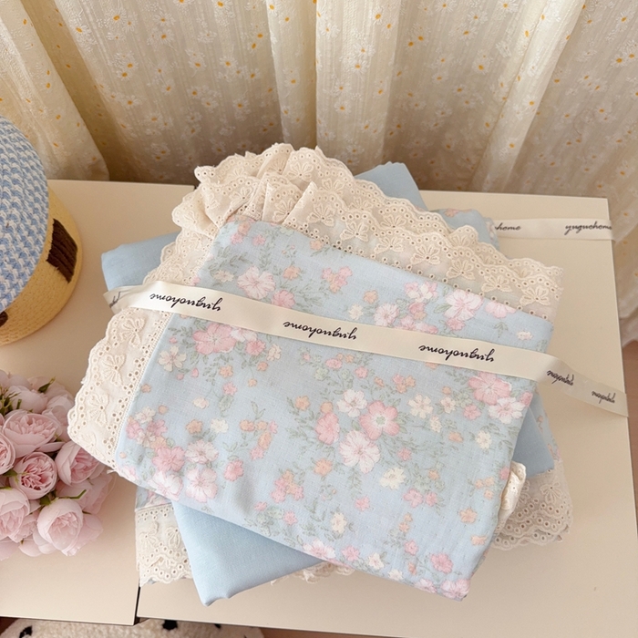 91家纺网 家纺一手货源 找家纺 于果 2025新款全棉双层纱花边款 莉莉周