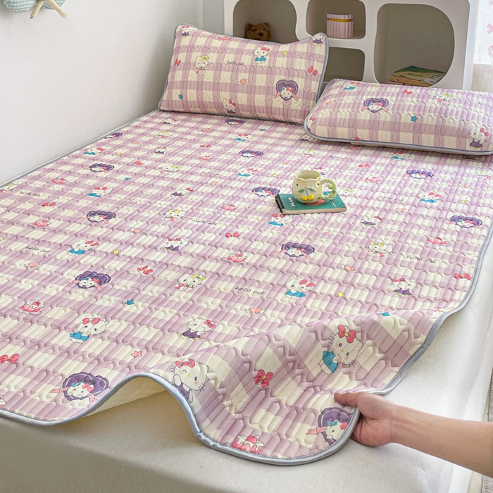 91家纺网 家纺一手货源 找家纺 贝扬思家纺 2025新款亲肤舒适可爱乳胶凉席席子系列 零碎小猫