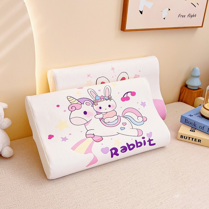 91家纺网 家纺一手货源 找家纺 梵赫 2025新款全棉A类儿童针织棉记忆枕（可拆卸） 独角马 30*50  含芯