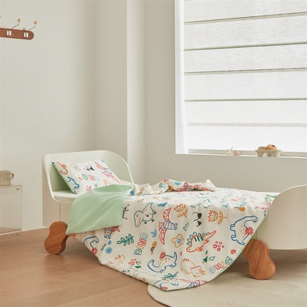 艾佳宝贝 2025A类儿童全棉多功能单被套可拆式夏被四季被子 好多恐龙