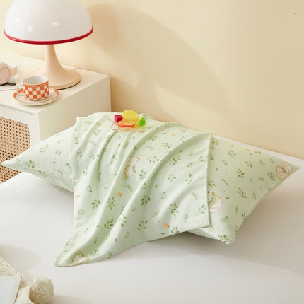 2025款A类母婴级全棉双层纱枕套_4032 叶猫绿