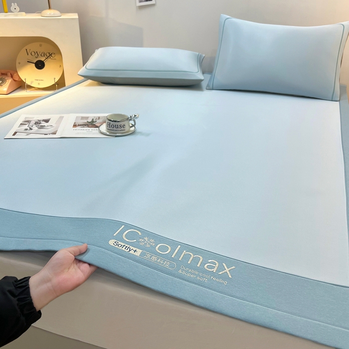 91家纺网 家纺一手货源 找家纺 全季家居 2025新款5A抗菌ICE系列凉感冰丝席 天蓝 床席款