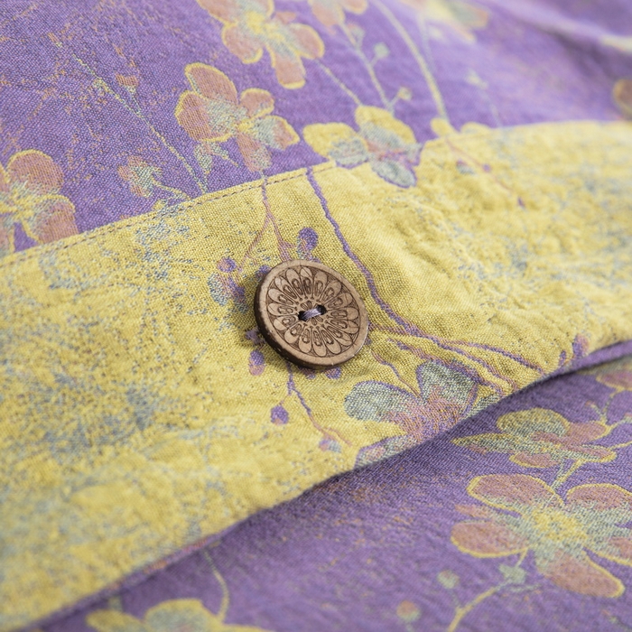 91家纺网 家纺一手货源 找家纺 2025新款全棉色织双层纱纽扣款四件套 织梦-浅紫