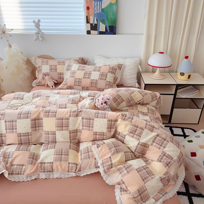 91家纺网 家纺一手货源 找家纺 于果 2025新款全棉双层纱花边款 达令