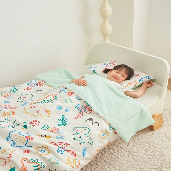 91家纺网 家纺一手货源 找家纺 艾佳宝贝 2025A类儿童全棉多功能单被套可拆式夏被四季被子 好多恐龙