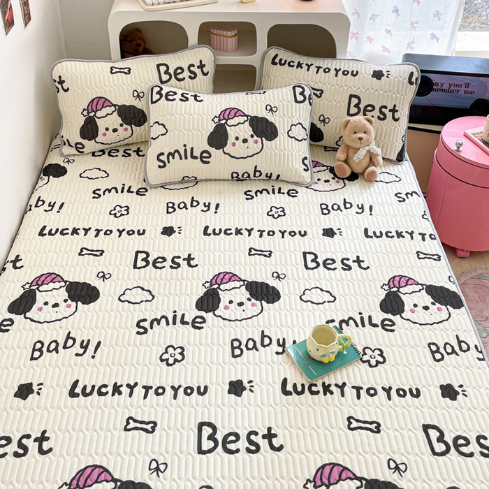 91家纺网 家纺一手货源 找家纺 贝扬思家纺 2025新款亲肤舒适可爱乳胶凉席席子系列 漫画狗仔