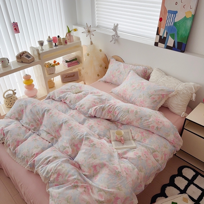 91家纺网 家纺一手货源 找家纺 于果 2025新款全棉双层纱花边款 黎明心境