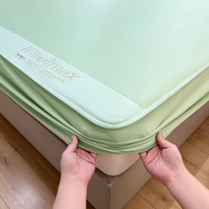 91家纺网 家纺一手货源 找家纺 全季家居 2025新款5A抗菌ICE系列凉感冰丝席 水绿 床笠款