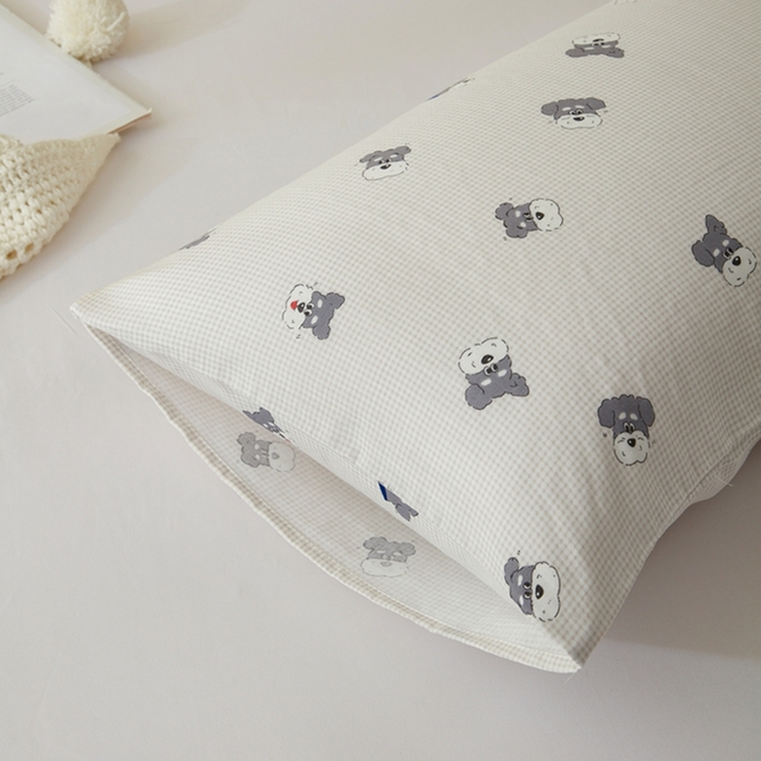 91家纺网 家纺一手货源 找家纺 2025款A类母婴级全棉双层纱枕套_4032 哈皮狗狗
