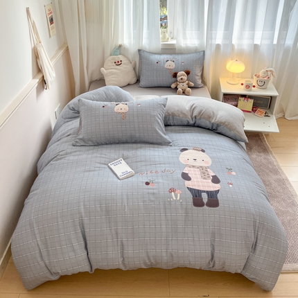 91家纺网 家纺一手货源 找家纺 （总）莱米家纺 2025新款全棉双层纱数码印花四件套