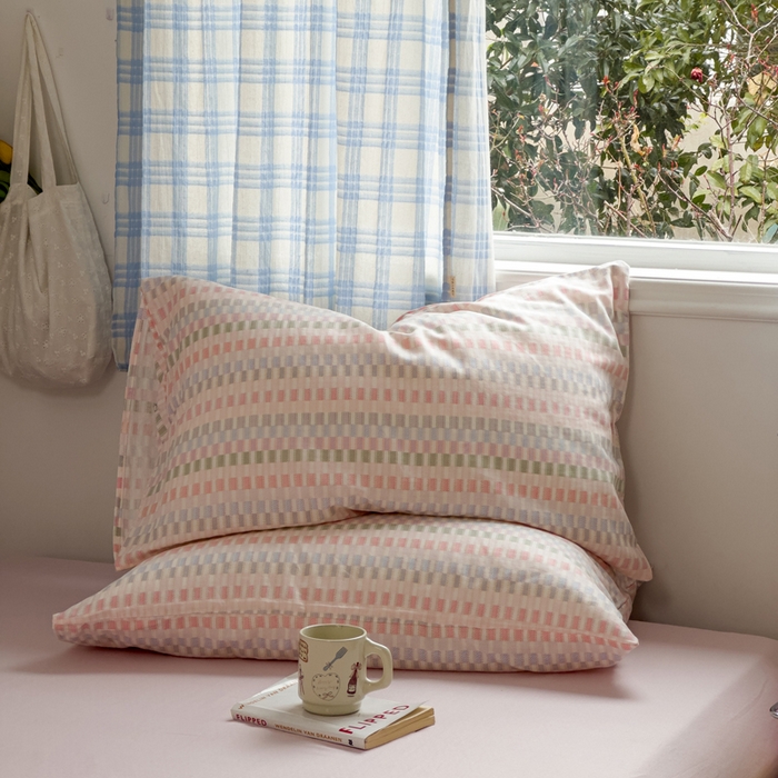 91家纺网 家纺一手货源 找家纺 塔塔家居  2025新款全棉纯棉双层纱床单床笠单品 多彩