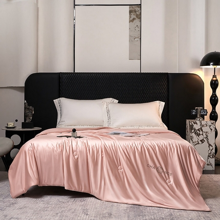 鸣升家纺 2025新款新款A类冰蓝丝凉感夏被填充蚕蛹蛋白夏凉被空调被 私语-少女粉