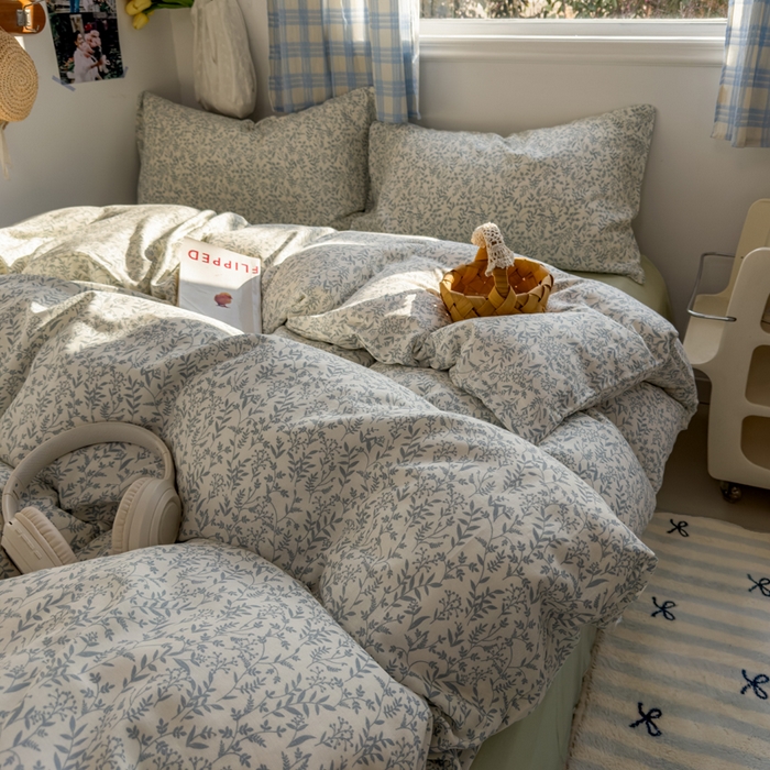 91家纺网 家纺一手货源 找家纺 塔塔家居  2025新款全棉纯棉双层纱被套单品单被套被套单件 绿野