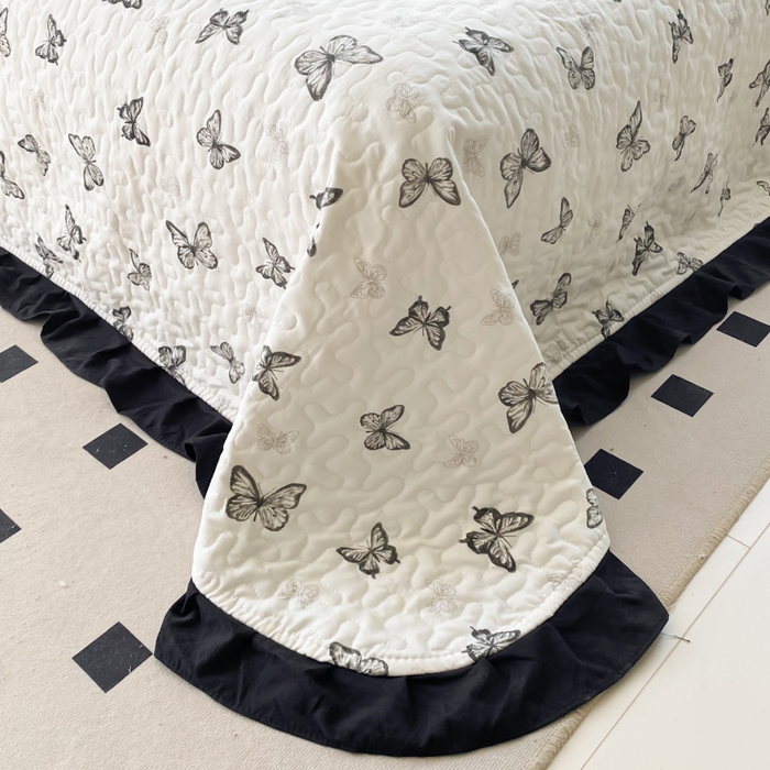 91家纺网 家纺一手货源 找家纺 佳品居 2025新款赫本风床盖四件套 赫本-蝴蝶印记