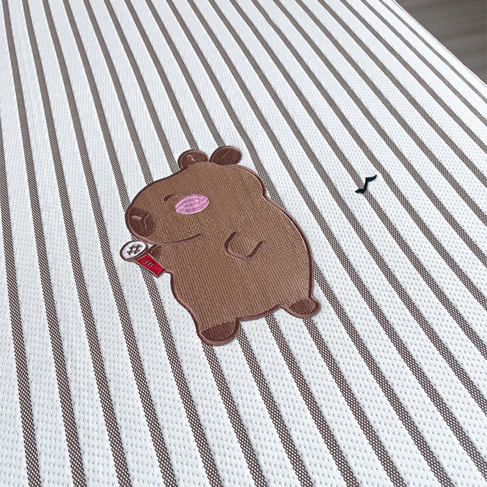 91家纺网 家纺一手货源 找家纺 炫拼  2025新款A类凉豆豆提花条纹卡通刺绣床笠席三件套 元气卡皮