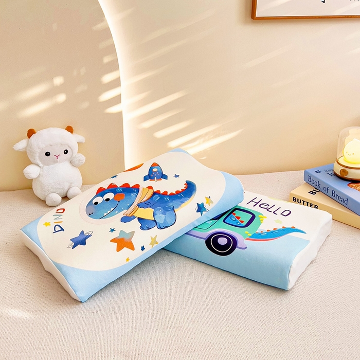 91家纺网 家纺一手货源 找家纺 梵赫 2025新款全棉A类儿童针织棉记忆枕（可拆卸） 太空恐龙 30*50  含芯