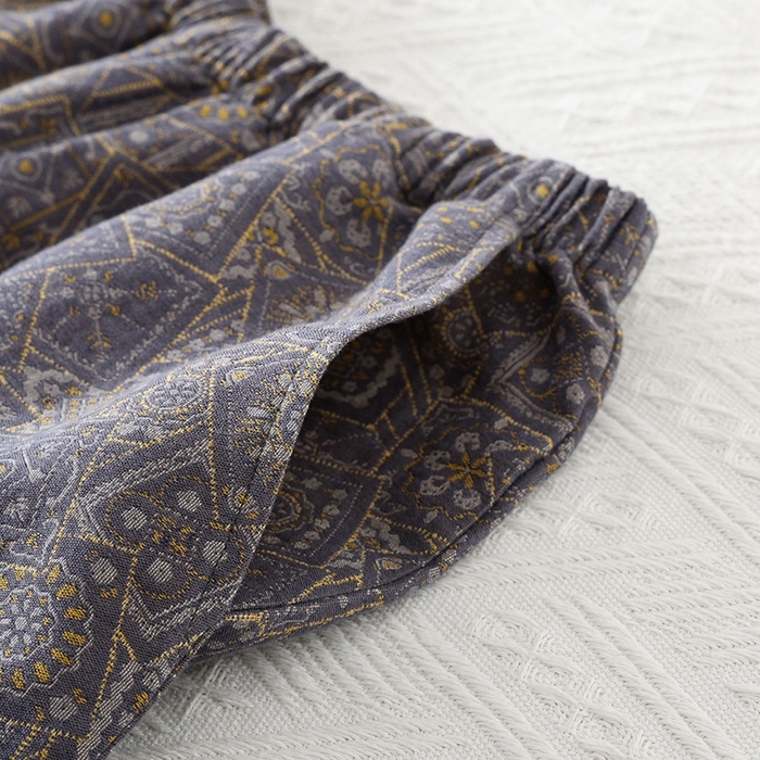 91家纺网 家纺一手货源 找家纺 洛兰沙家居馆【只代发】【只代发】2025新款男款休闲色织纯棉双层纱布睡衣夏季薄款长袖短袖宽松家居服外穿 短袖C001