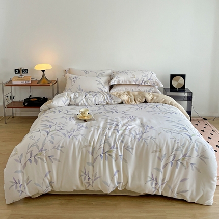 91家纺网 家纺一手货源 找家纺 棉生活家纺 2025新款天丝莱赛尔印花四件套 春晓雨梦