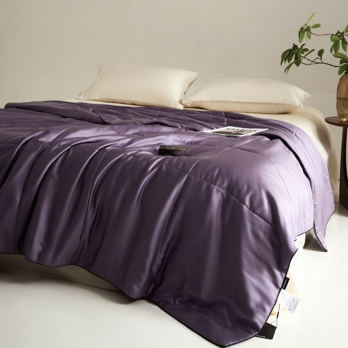 91家纺网 家纺一手货源 找家纺 朵美 2025新款60支天丝纯色夏被被子被芯 烟紫