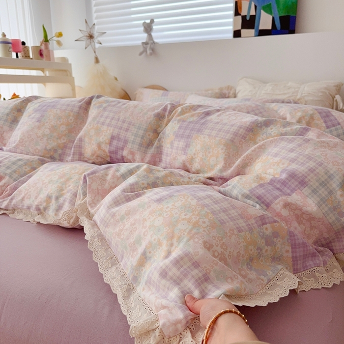 91家纺网 家纺一手货源 找家纺 于果 2025新款全棉双层纱花边款 山花浪漫