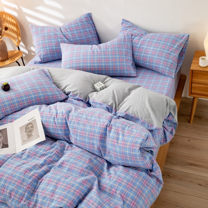 91家纺网 家纺一手货源 找家纺 2025新款A类色织水洗棉单被套 芳华兰